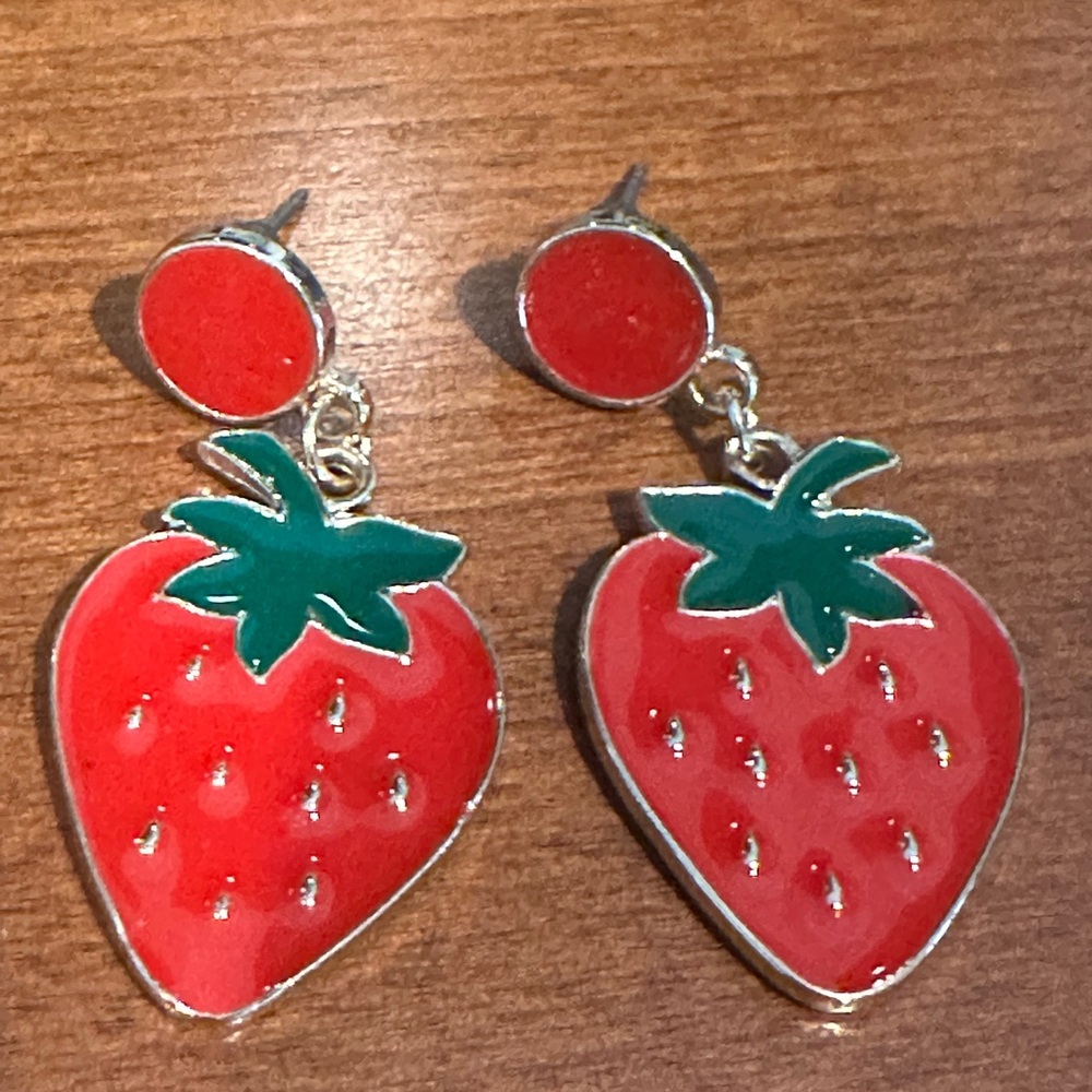 Strawberry Pierced Dangle Earrings